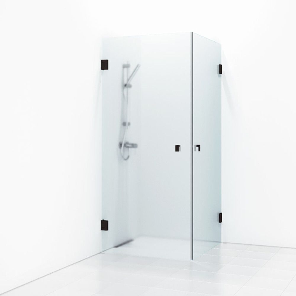 DUSJHJØRNE SVEDBERGS 180° 80X90CM FROSTET GLASS SVART
