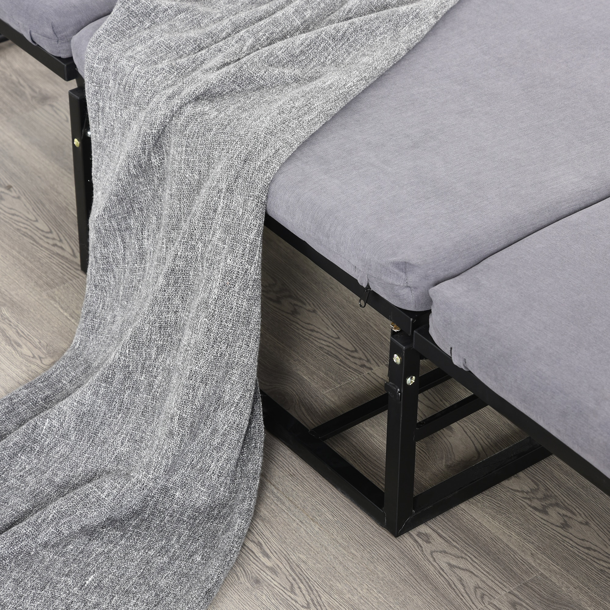 HOMCOM 2-in-1 Schlafsofa auch als Hocker grau 192 x 68 x 37 cm (LxBxH)