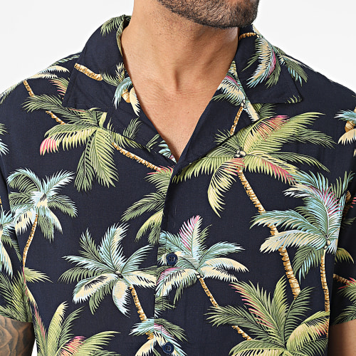 Chemise Manches Courtes Bleu Marine Floral