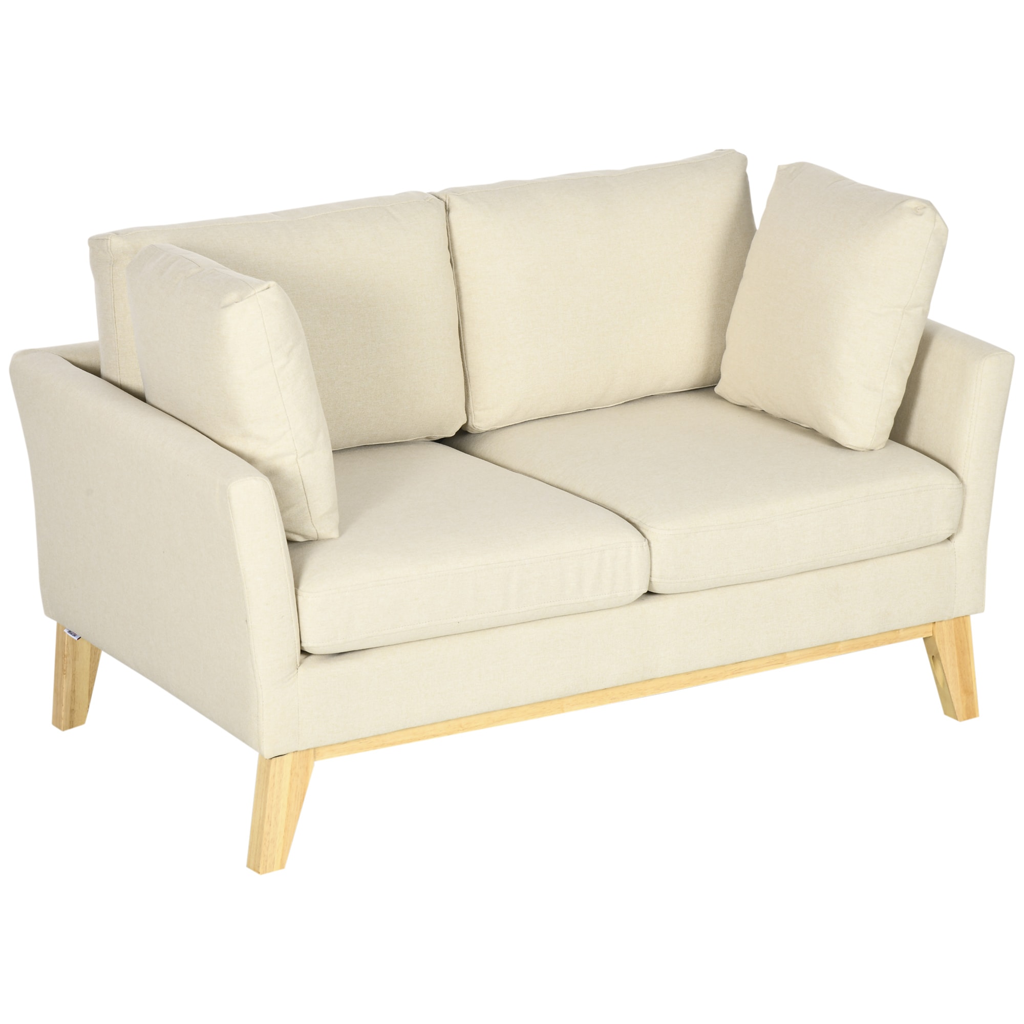 HOMCOM 2-Sitzer-Sofa mit Kissen beige 137L x 78B x 78H cm