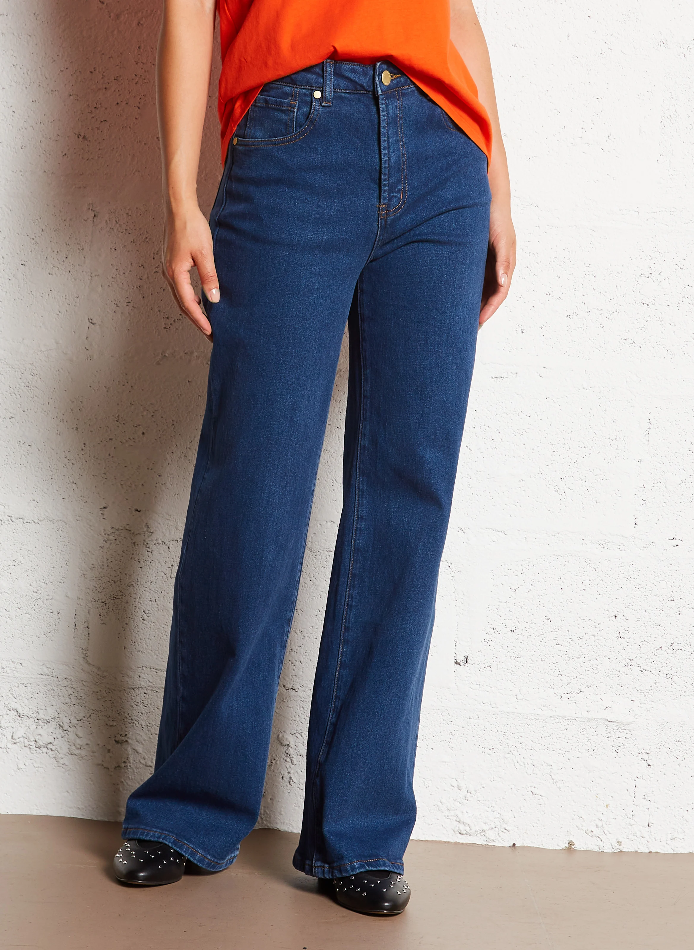 ZEPHYR - Jean large taille haute en coton mélangé | Jean brut