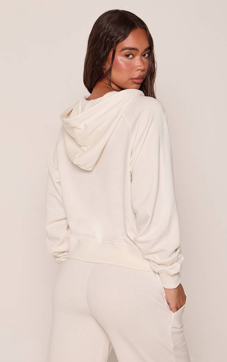 Crème Sweat À Casynthétiqueche Léger Col Henley En Molleton Bouclette