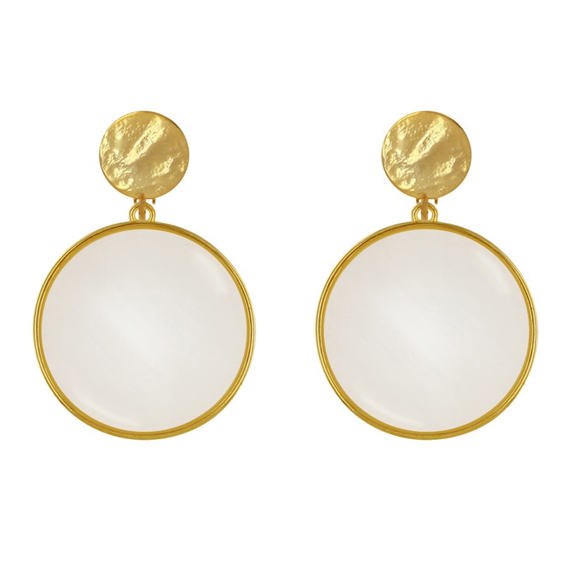 Boucles d'Oreilles Clip Métal Doré Cercle Coloré Translucide