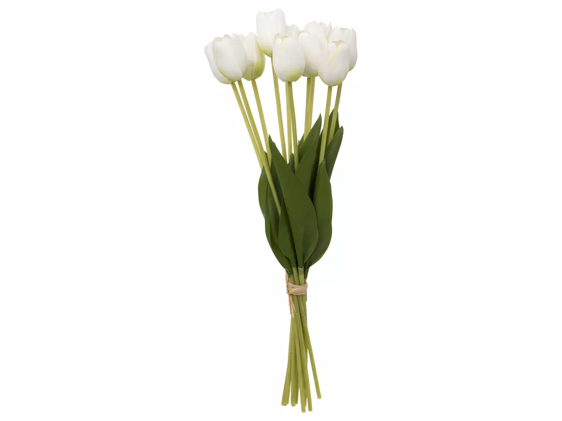 Bouquet artificiel de 10 Tulipes Blanches H 48 cm