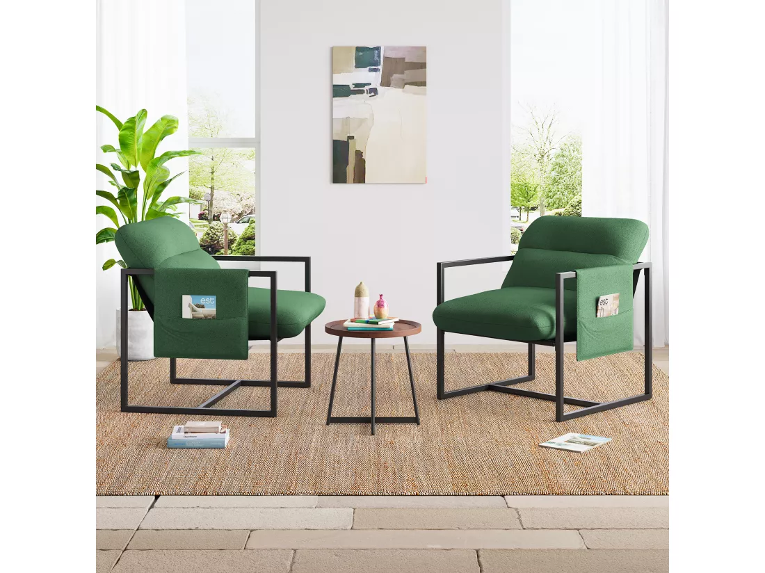 Fauteuil en métal avec tissu sherpa, Chaise de Salon, profondeur d'assise 51cm, pour Salon et Chambre, 78x65x80CM - Vert