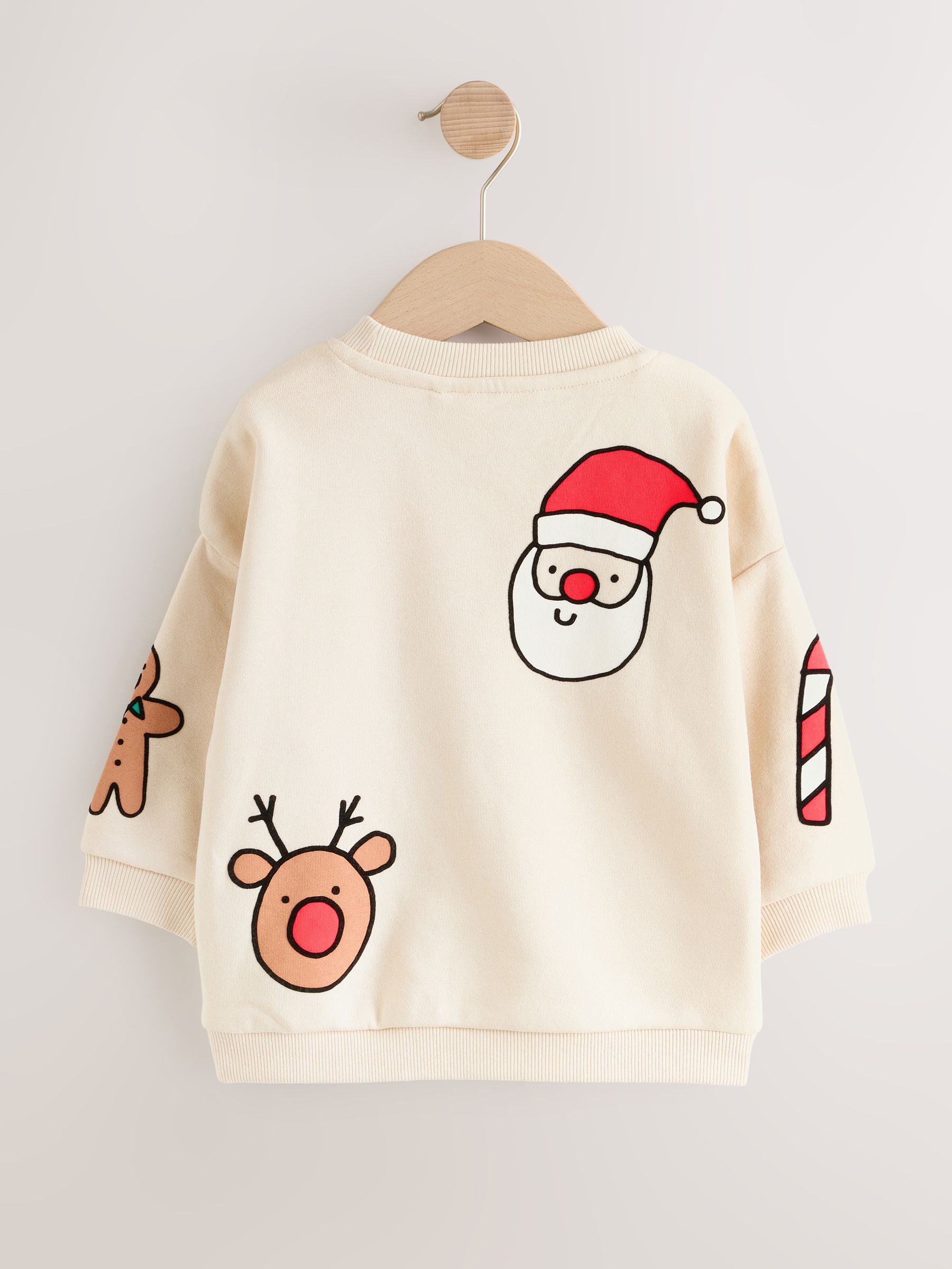 Ecru wit - Kersttrui met ronde hals (3mnd-7jr)
