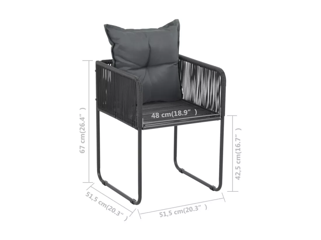 Salon de jardin 3 pcs PVC Résine tressée Noir et marron