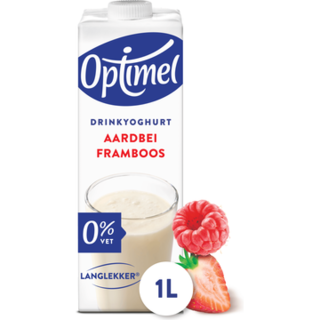 Optimel Langlekker Drinkyoghurt Aardbei Framboos 0% Vet 1 L