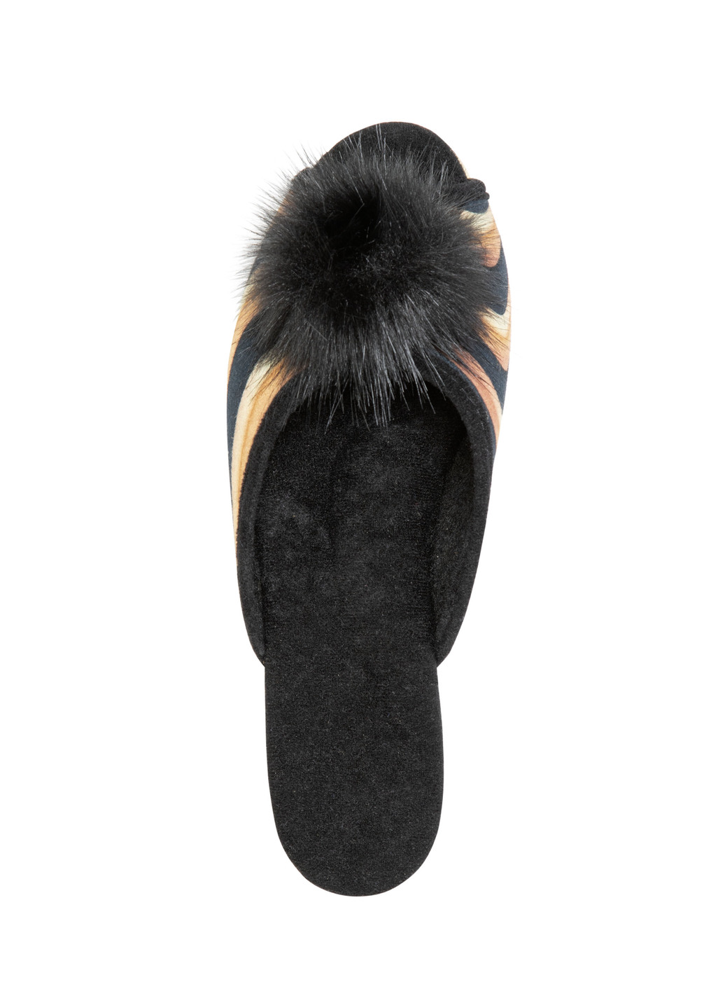 ELENA EDEN Pantolette mit schwarzem Kunstfellpompon