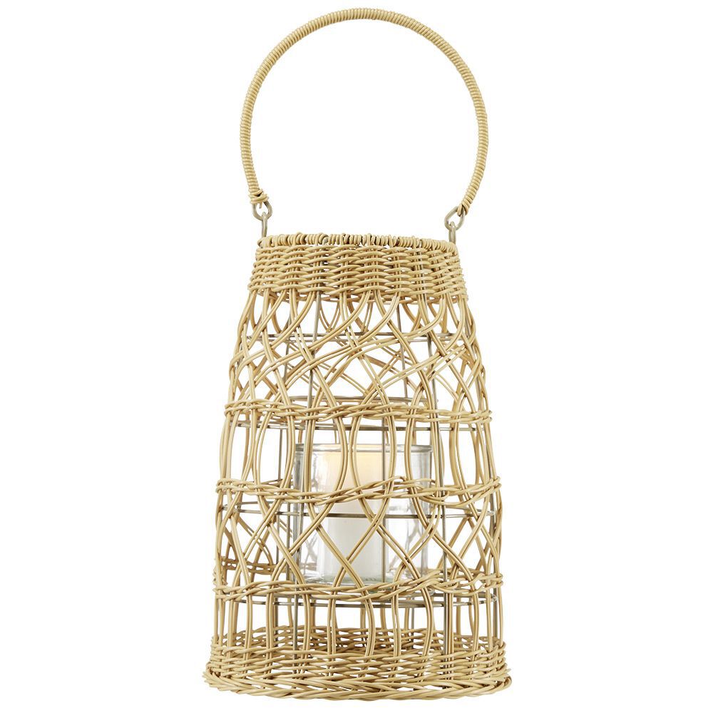 Lanterne tressée marron naturel H31 cm