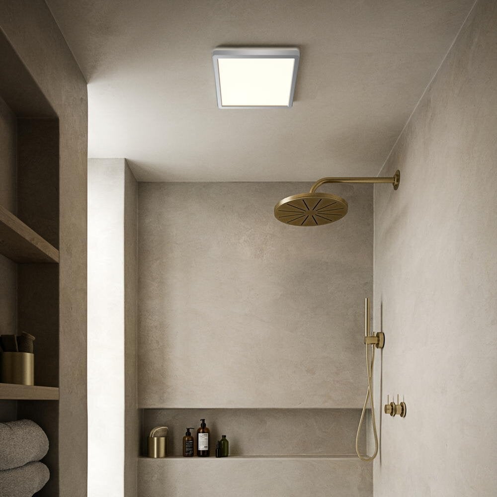 Oja LED plafondlamp in chroom, 14,5W, 1600lm, IP54, vierkant