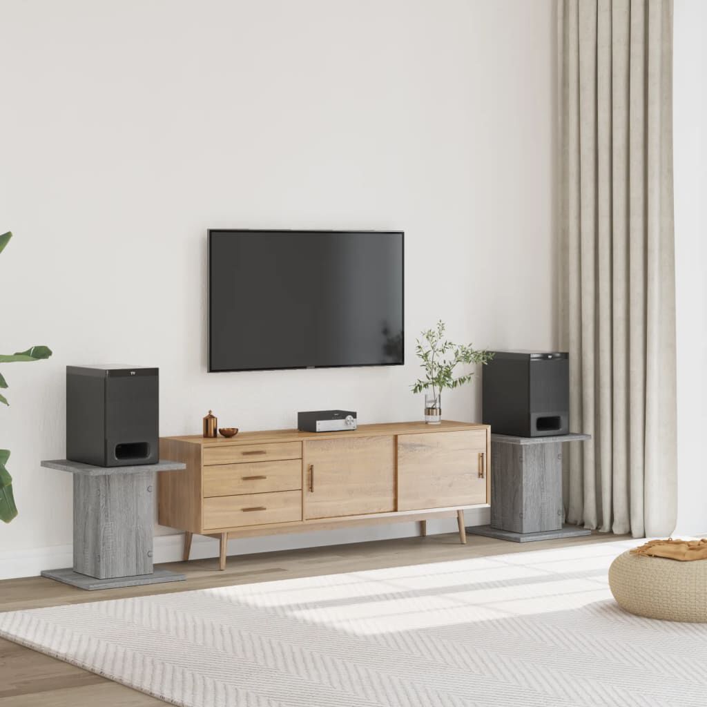 vidaXL Speakerstandaards, 2 stuks, grijs Sonoma eiken, 30x30x40 cm
