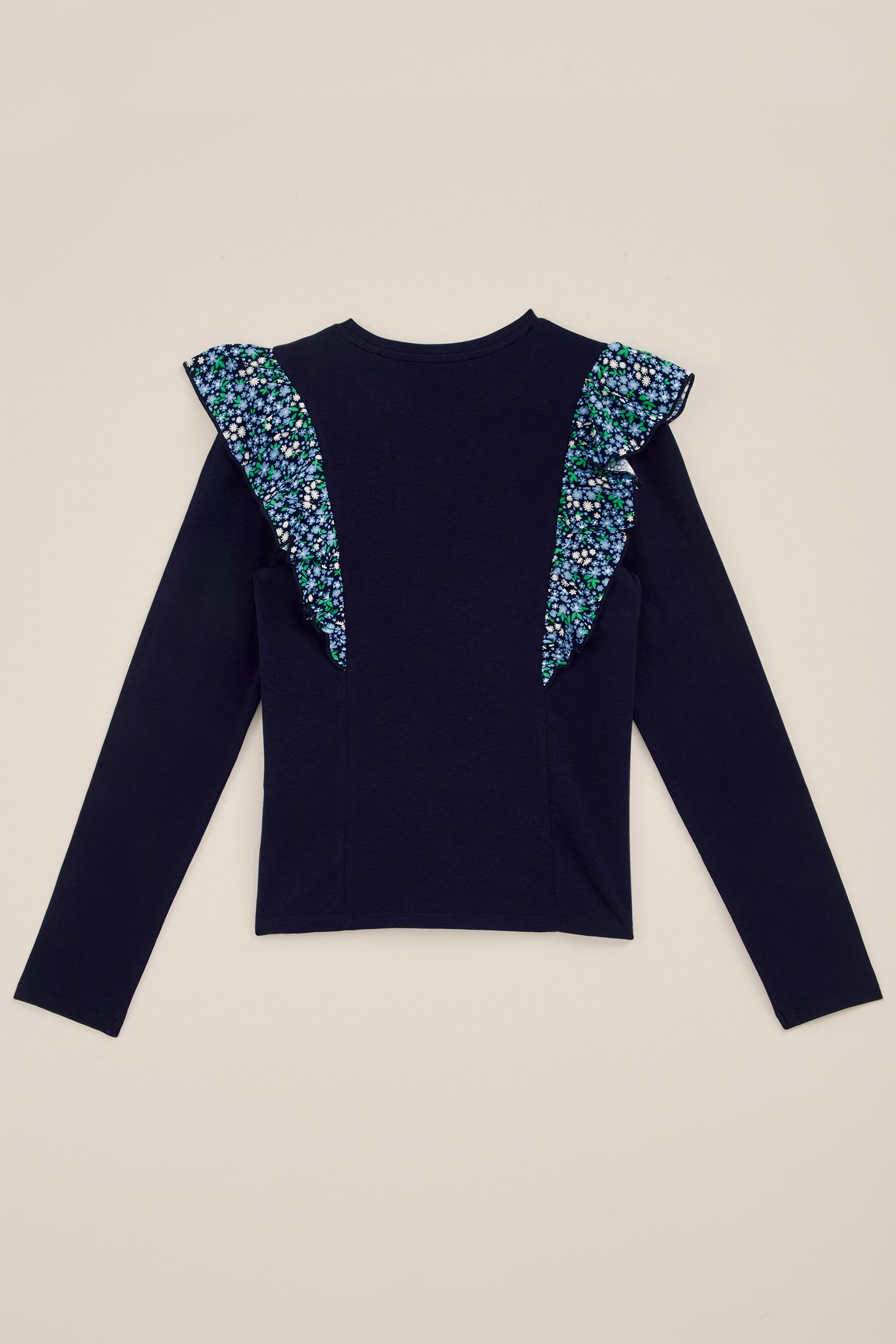 Meisjes T-shirt met ruches WE Fashion Donkerblauw