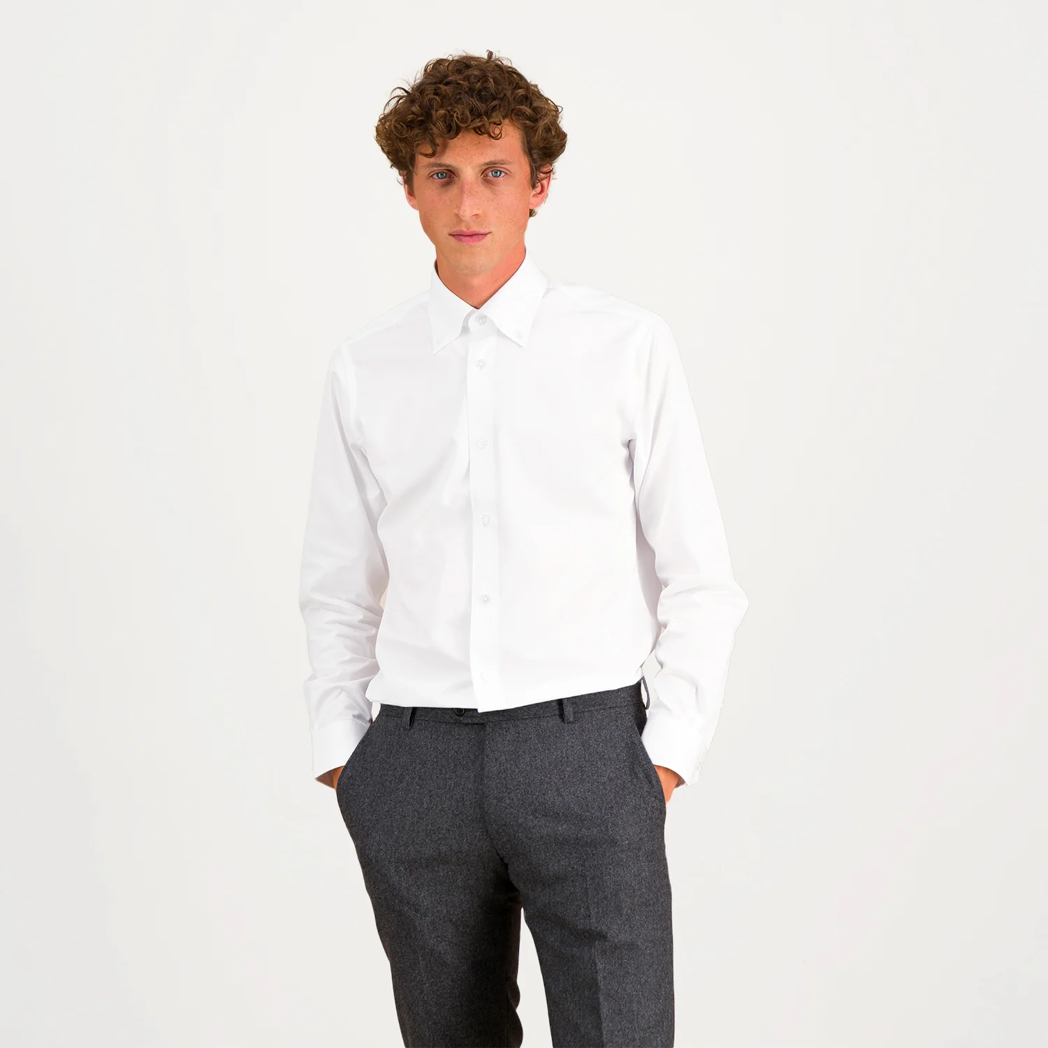 White double-twisted poplin shirt