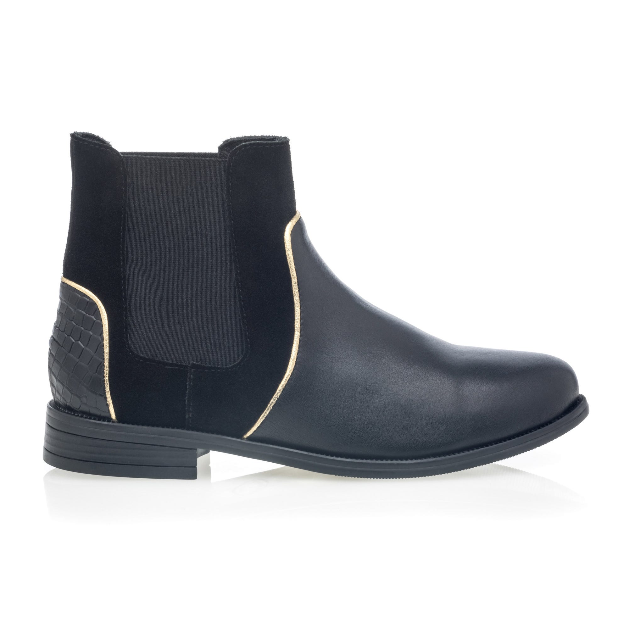 Boots chelsea Femme en cuir noir