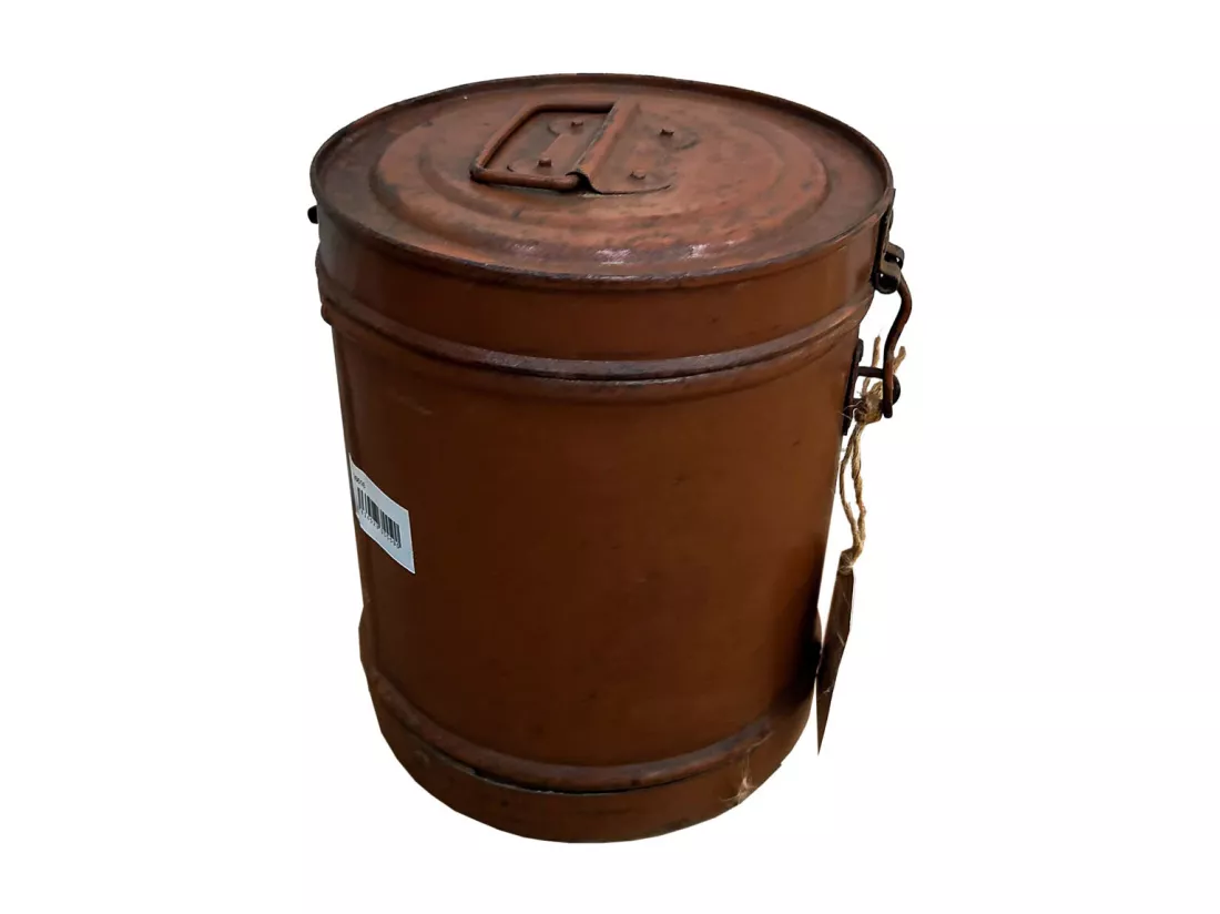 Bidon en metal marron 20x20x23h