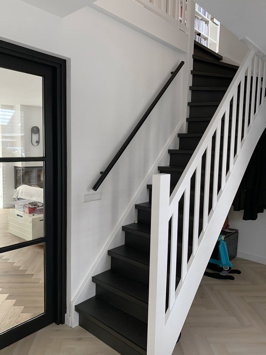 Design leuning, zwart - 100 cm + 2 beugels