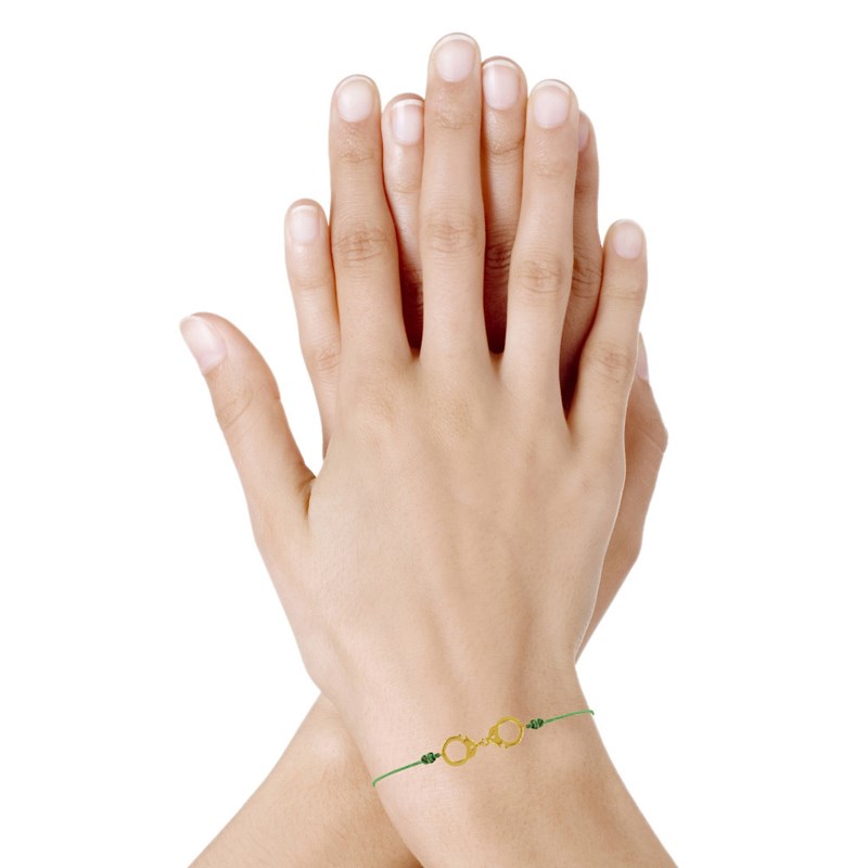 Bracelet Lien Plaqué Or Petites Menottes - Vert