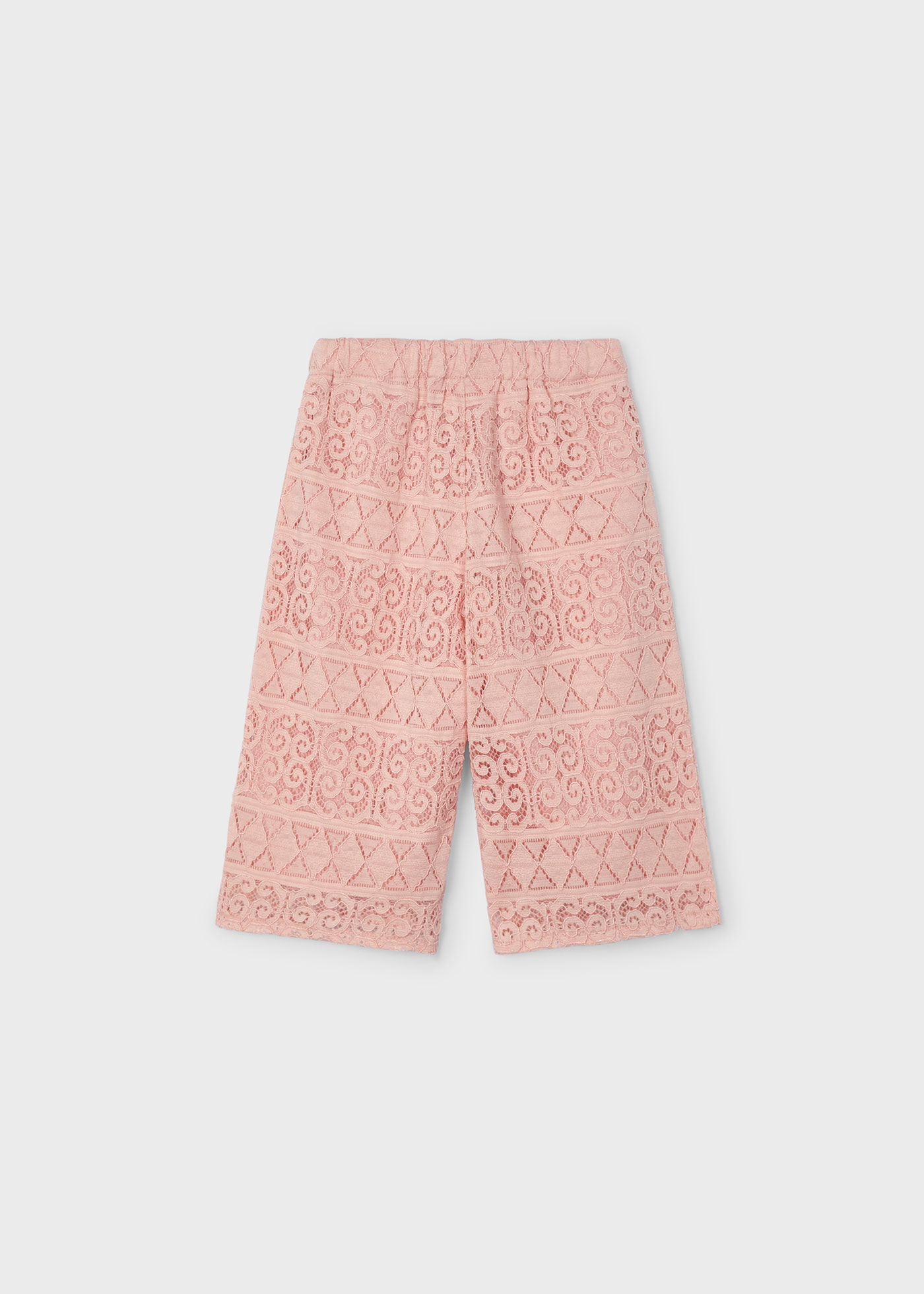 Calças culote de crochê para meninas, cor creme