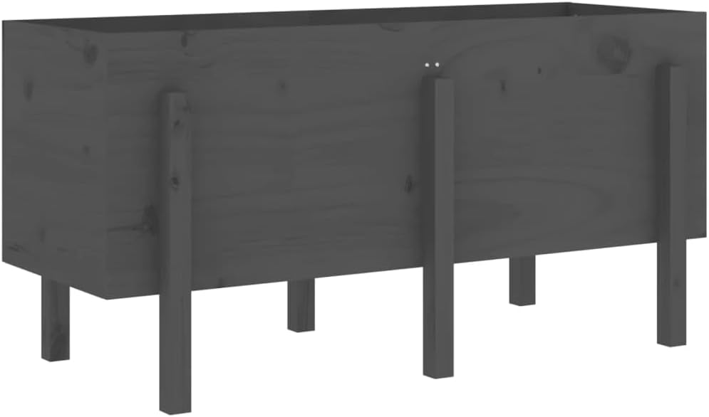 vidaXL Hochbeet, Pflanzkübel Gartenbeet für Garten Balkon Terrasse, Pflanzkasten Blumenkasten zum Selber Bauen, Pflanzbeet Gemüsebeet, Grau Massivholz Kiefer