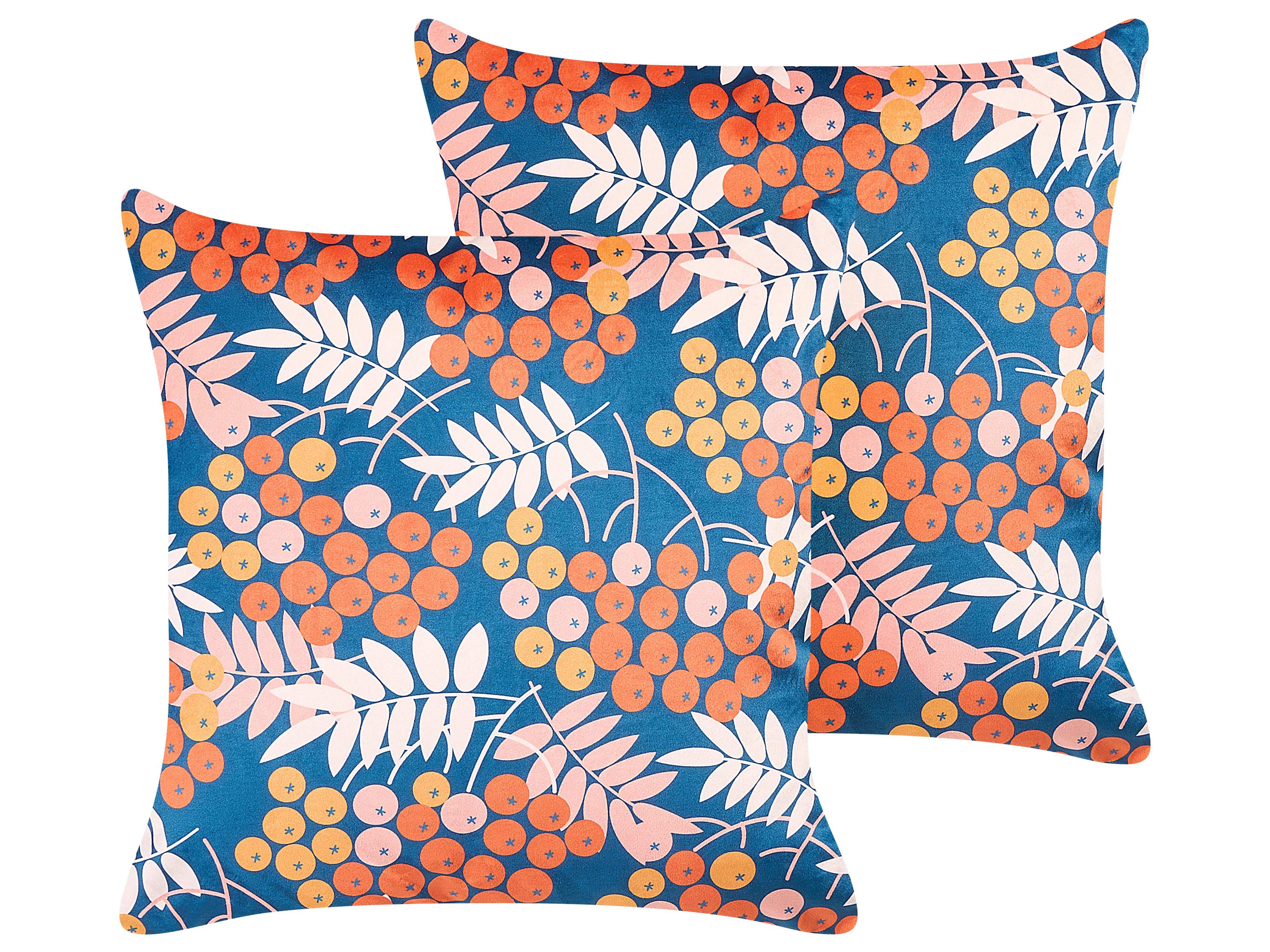 Set van 2 sierkussens SUMAC Fluweel 45 x 45 cm Meerkleurig bladpatroon