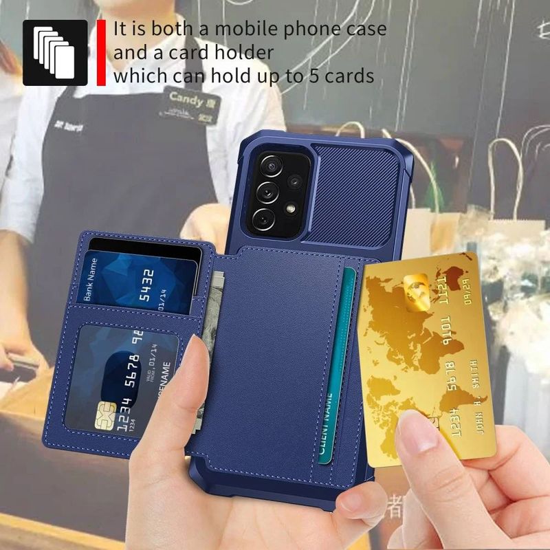 Samsung Galaxy A53 - Telefoonhoesje - Donkerblauw - Back Cover met Pasjeshouder