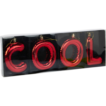 Kerstdecoratie ophangletters rood goud glas per woord/stuk