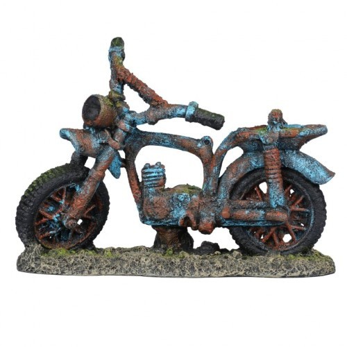 Ciclomotor azul para decoração de aquário