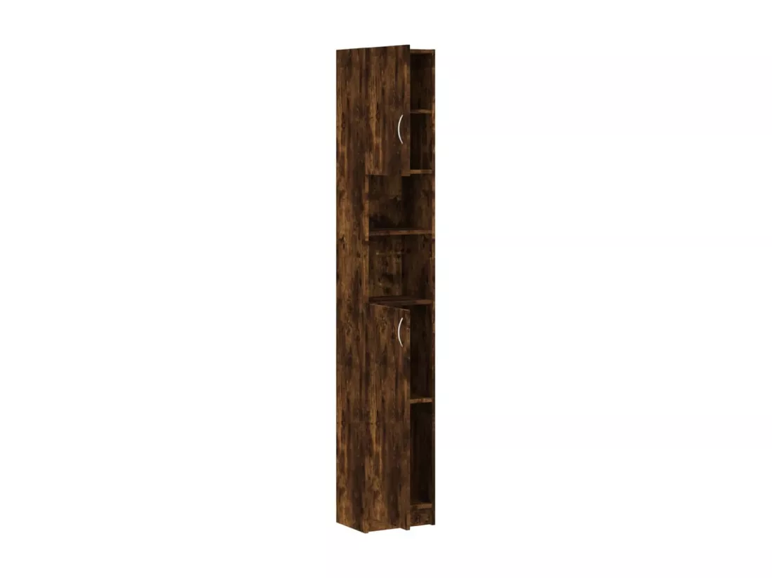 Armoire de bain Chêne fumé 32x25,5x190 cm Bois d'ingénierie