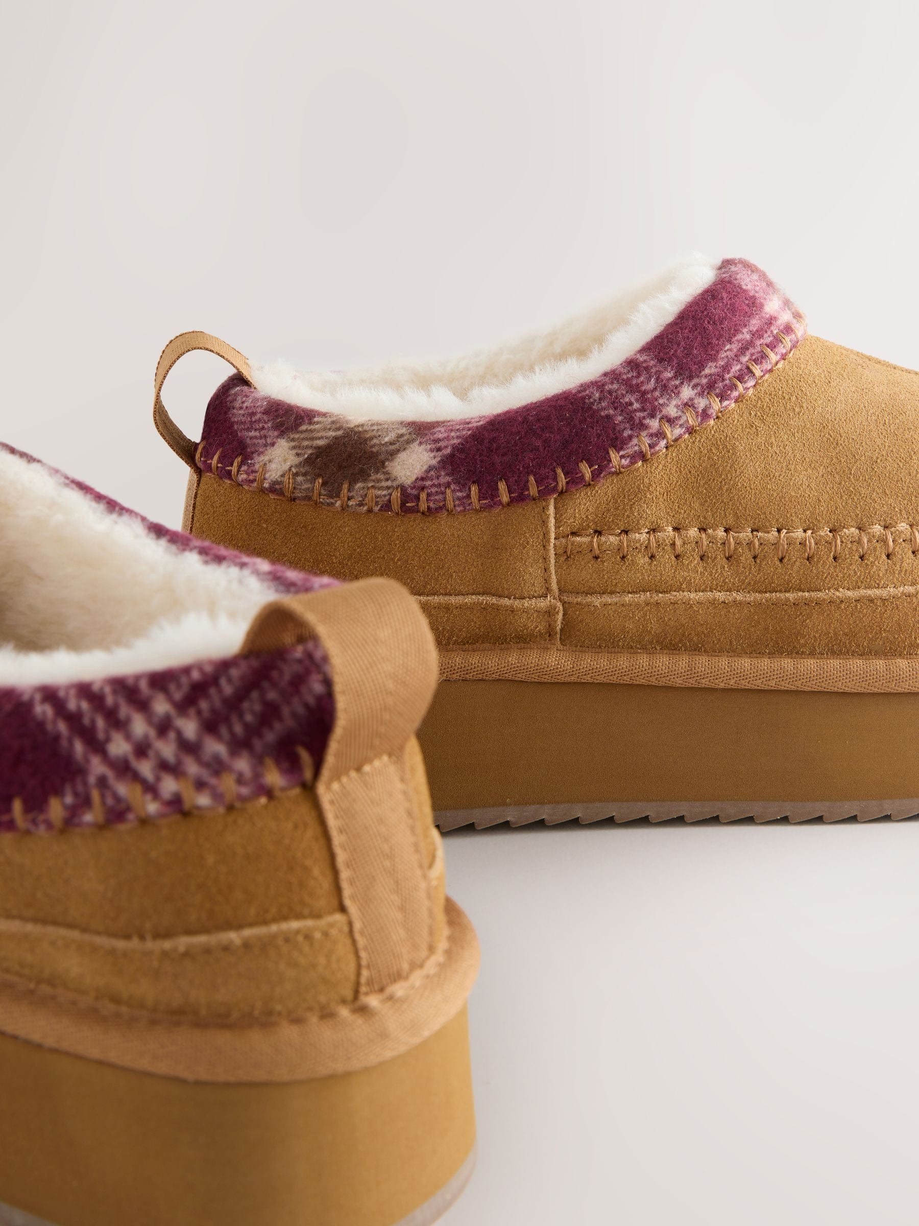Kastanjebruin - Forever Comfort® Leather Fur Lined Cosy Platform Shoes
