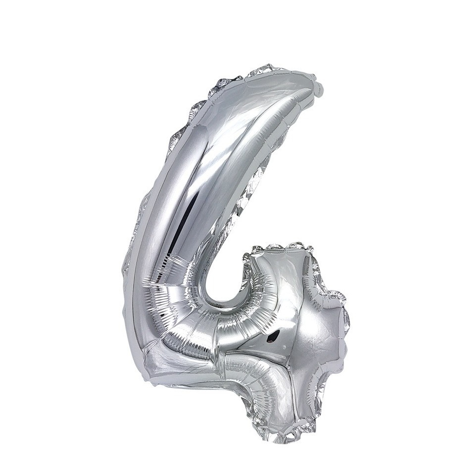 (101cm) Zahlen Ballon Geburtstags Party Luftballon Folienballon - Zahl 4 / Silber