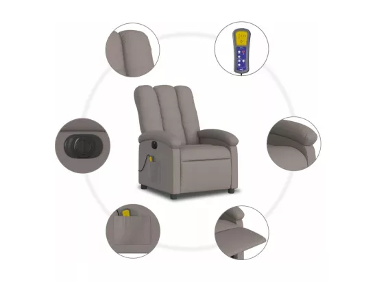 Fauteuil massant inclinable électrique Taupe Tissu