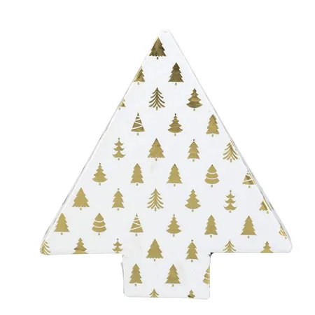 Idena Geschenkbox Weihnachtsbaum, weiß/gold