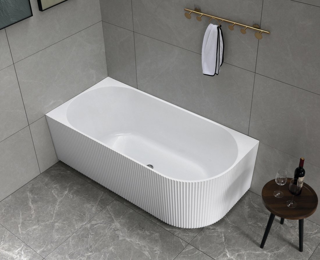 Aqualine Tibera hoekbad links met ribbel 170x80cm wit