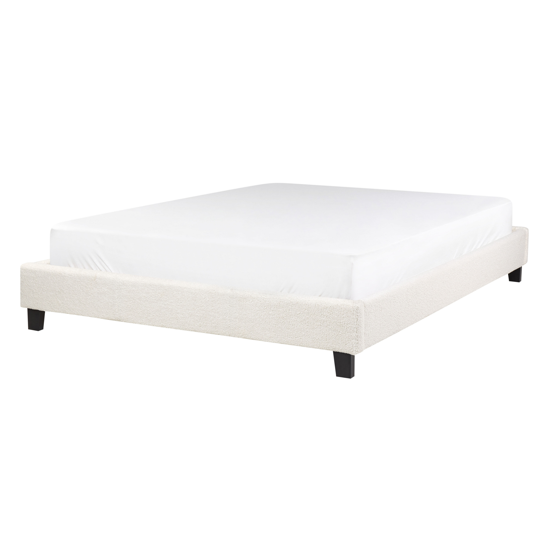 Beliani-ROANNE-Tweepersoonsbed-Lichtbeige-140 x 200 cm-Bouclé