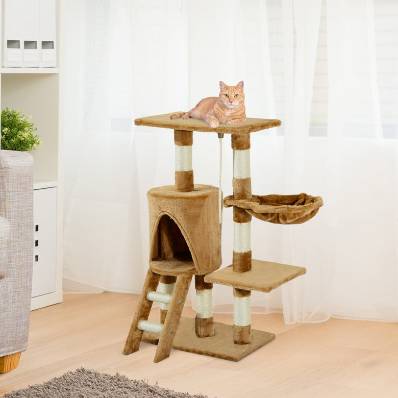 Arranhador Pawhut com ninho marrom para gatos