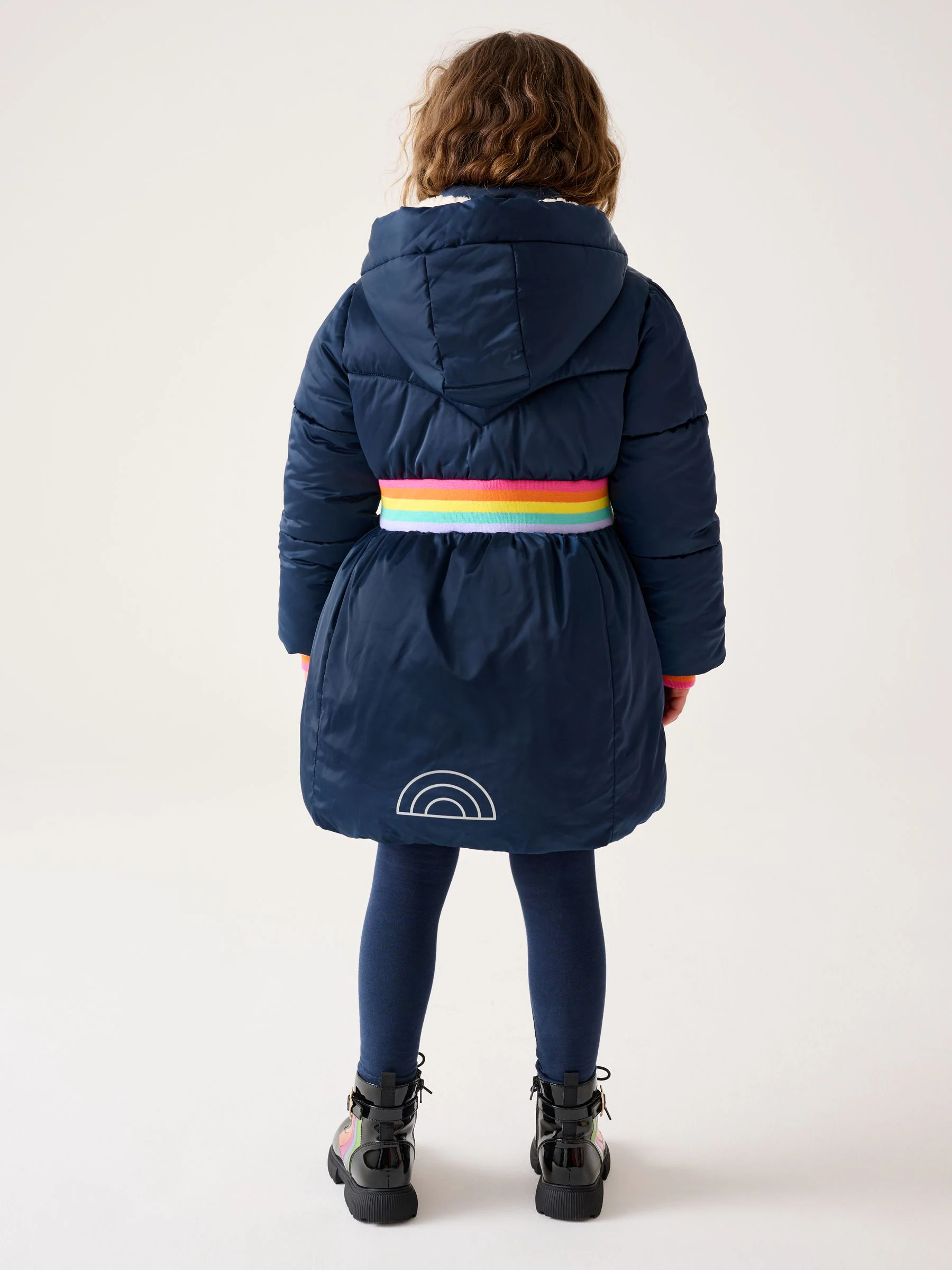 Little Bird by Jools Oliver regenbestendige gewatteerde jas met regenboogrok