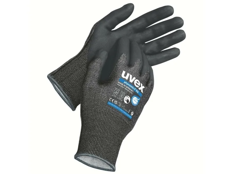 Uvex phynomic F XG, Værkstedshandsker, Sort, Voksen, Voksen, Unisex, Skærefast, Riftsbeskyttet