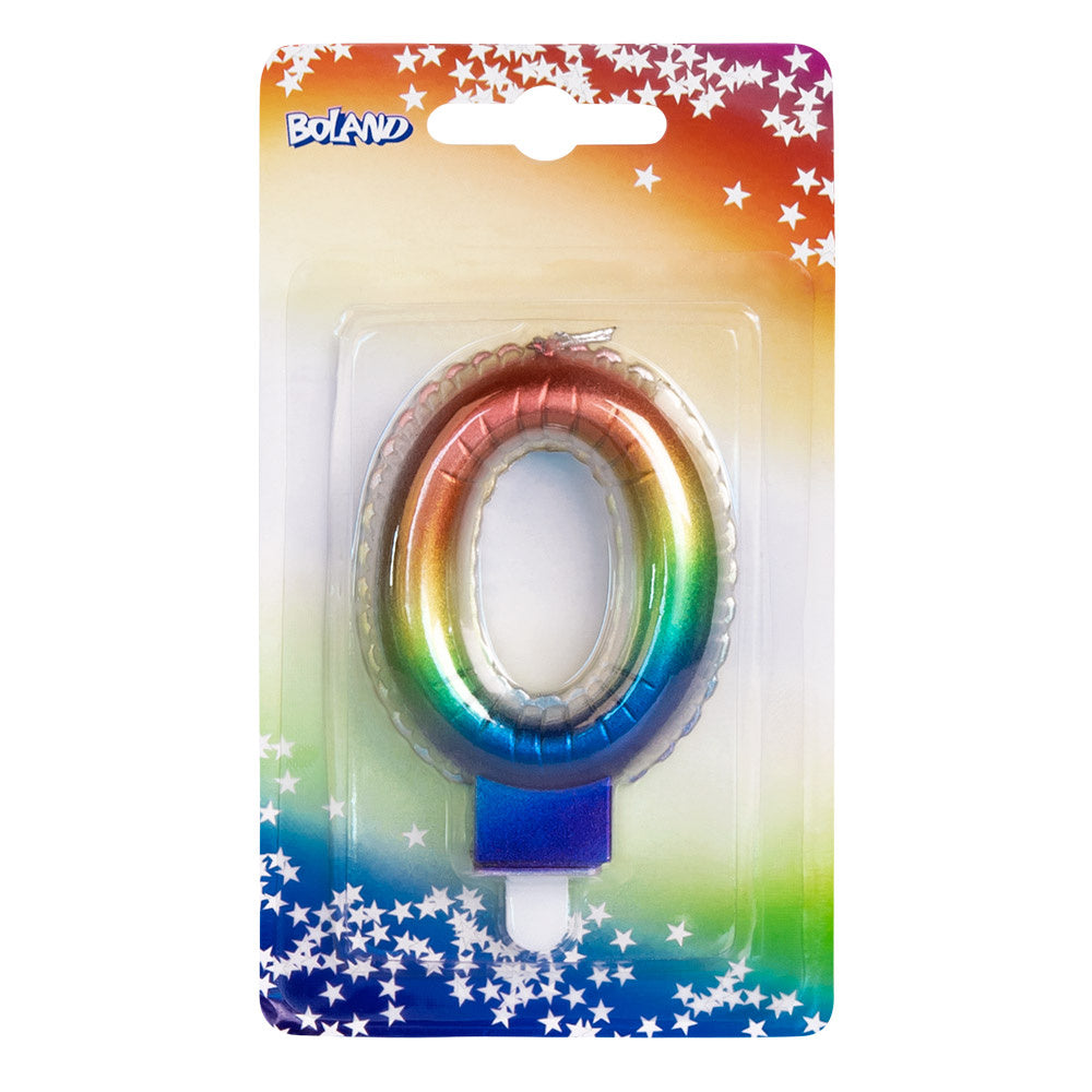 Regenboog Kaars 0 Jaar 8cm