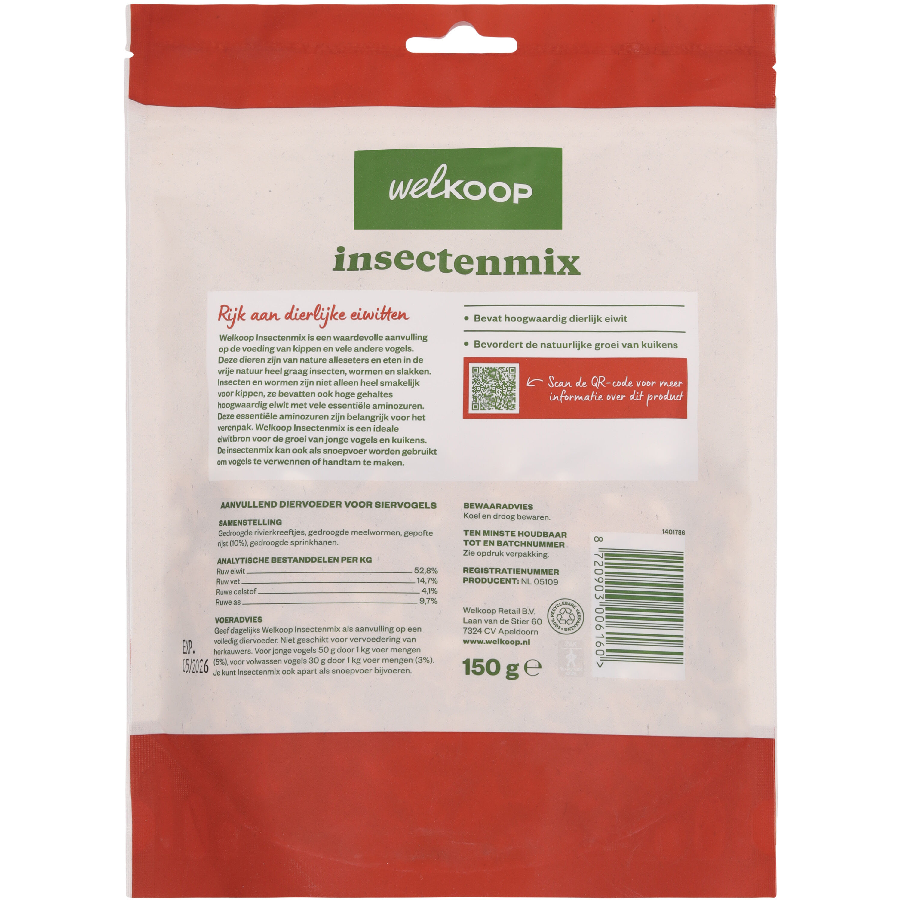 Welkoop Insectenmix - Kippensnack - 150 Gram