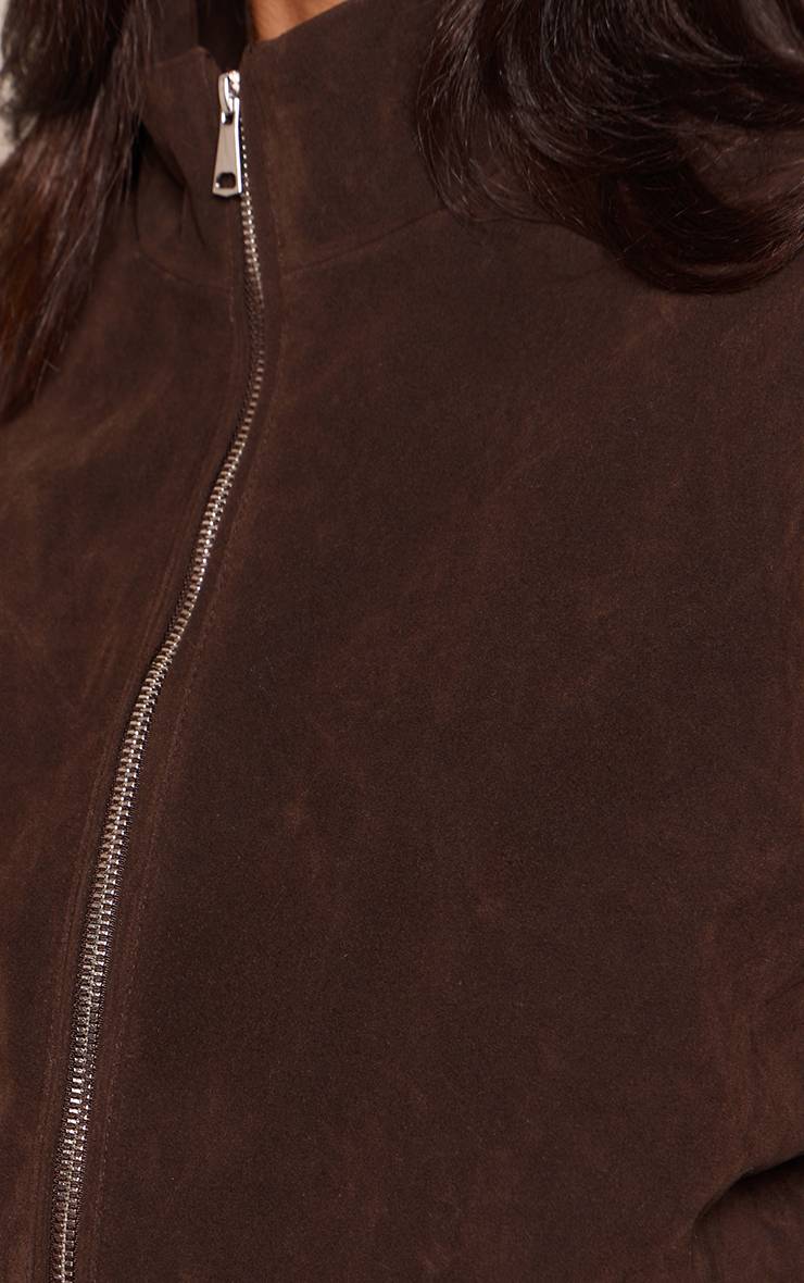 Marron Foncé Veste Bomber En Daim