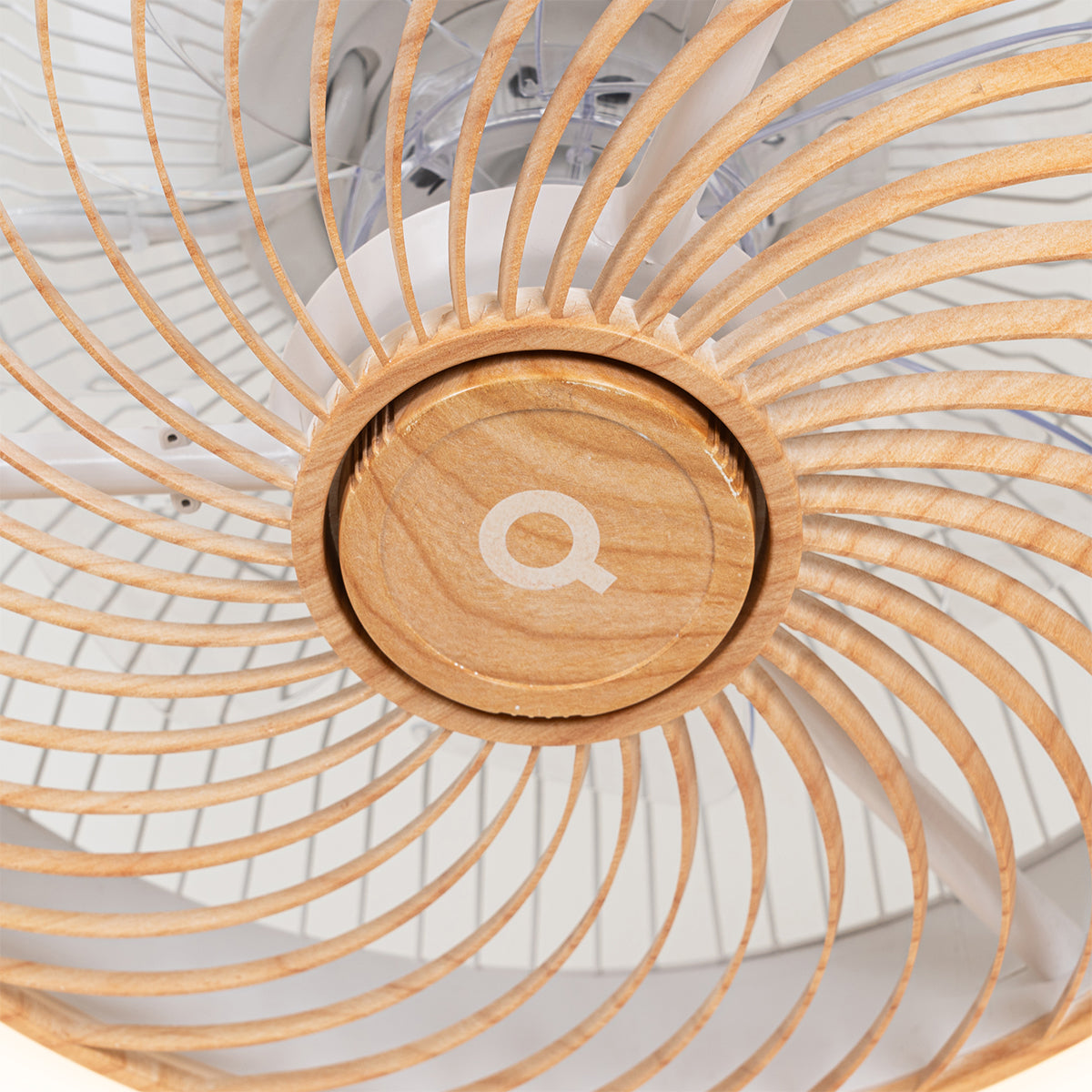 QAZQA Plafondventilator wit met hout print 55cm incl. LED dimbaar met