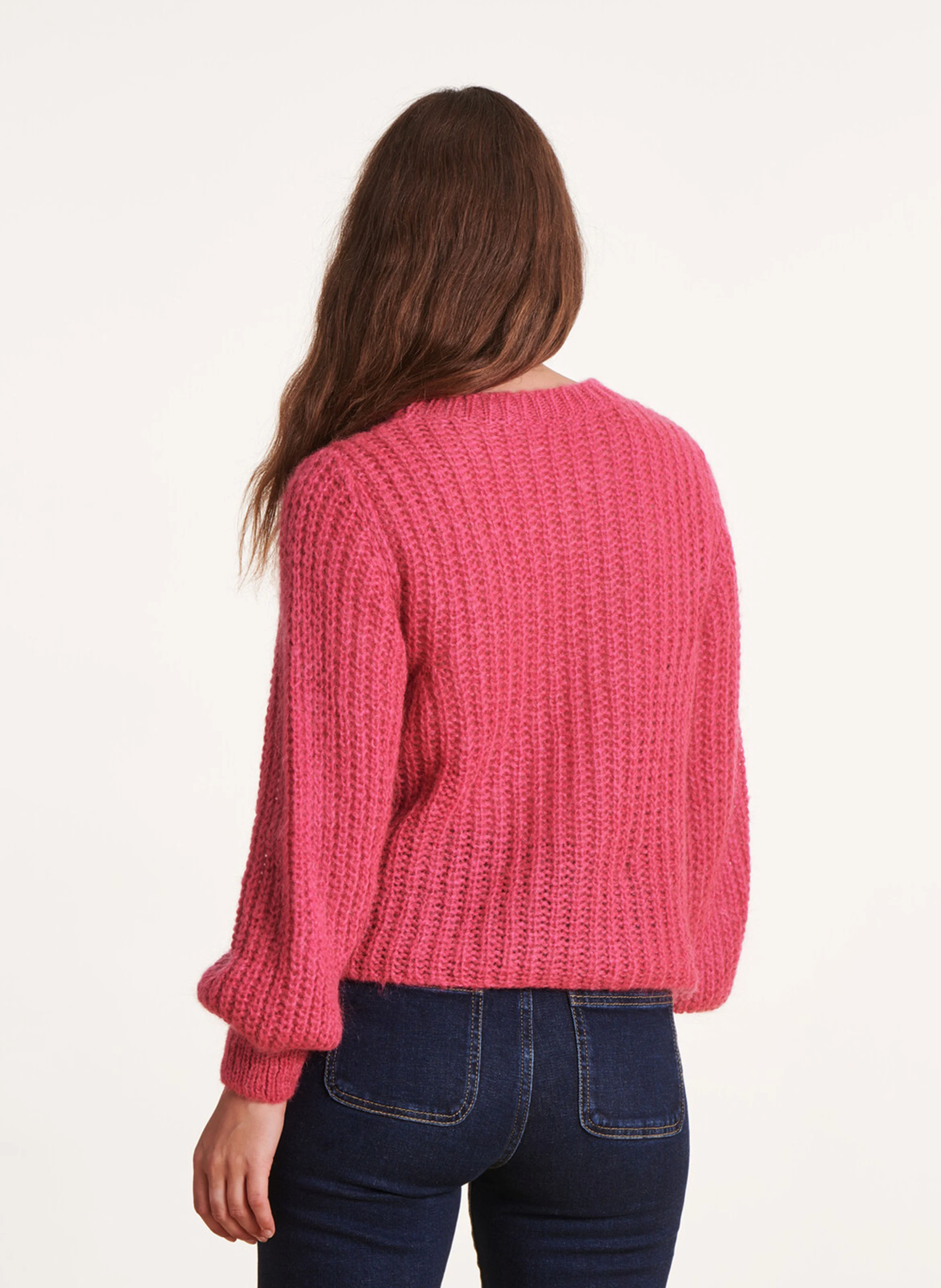Pull col rond en maille | Rose