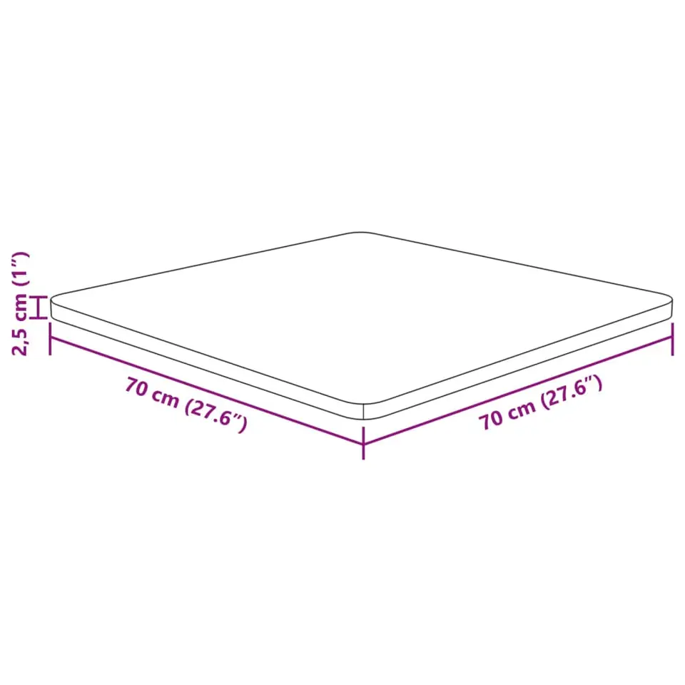 vidaXL - Tafelblad - Bruin - Eikenhout - 70 x 70 x 2.5 cm