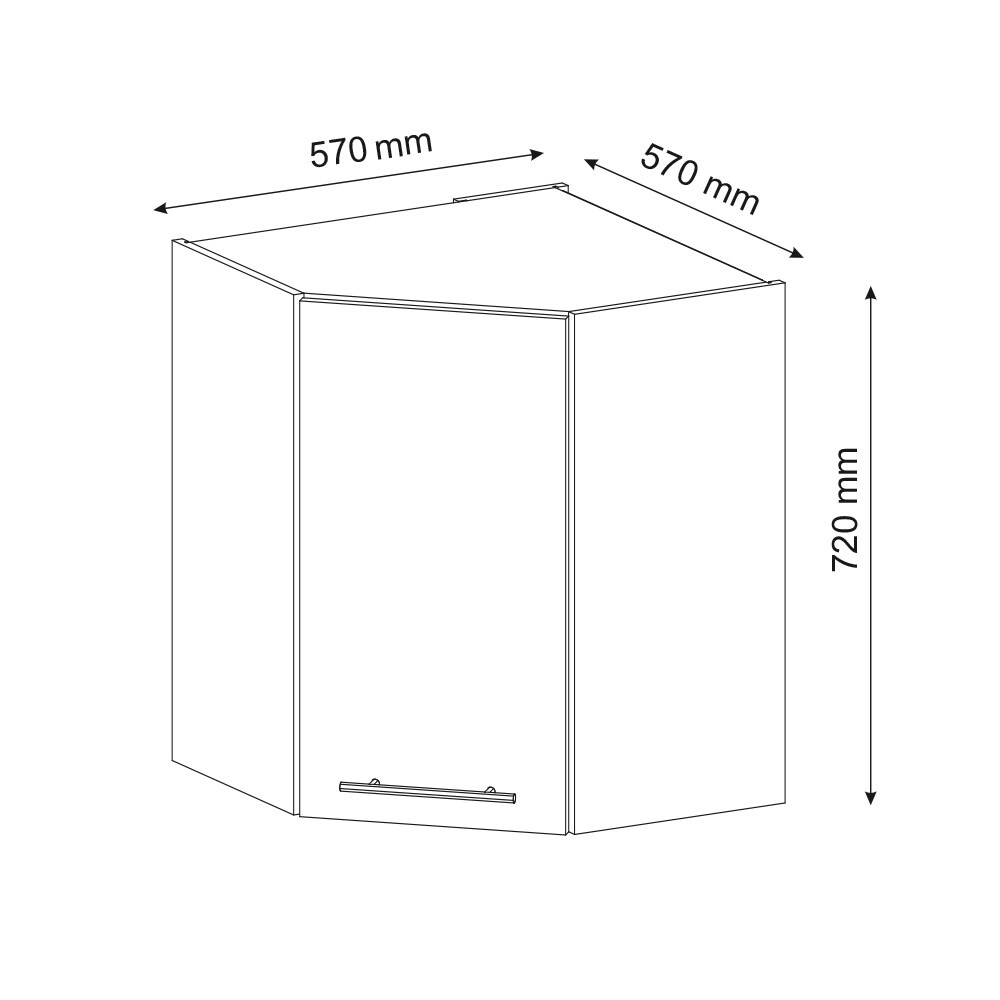 Vicco Eckhängeschrank Küchenschrank Küchenmöbel Fame-Line Eiche Schwarz 57 cm modern Hochglanz