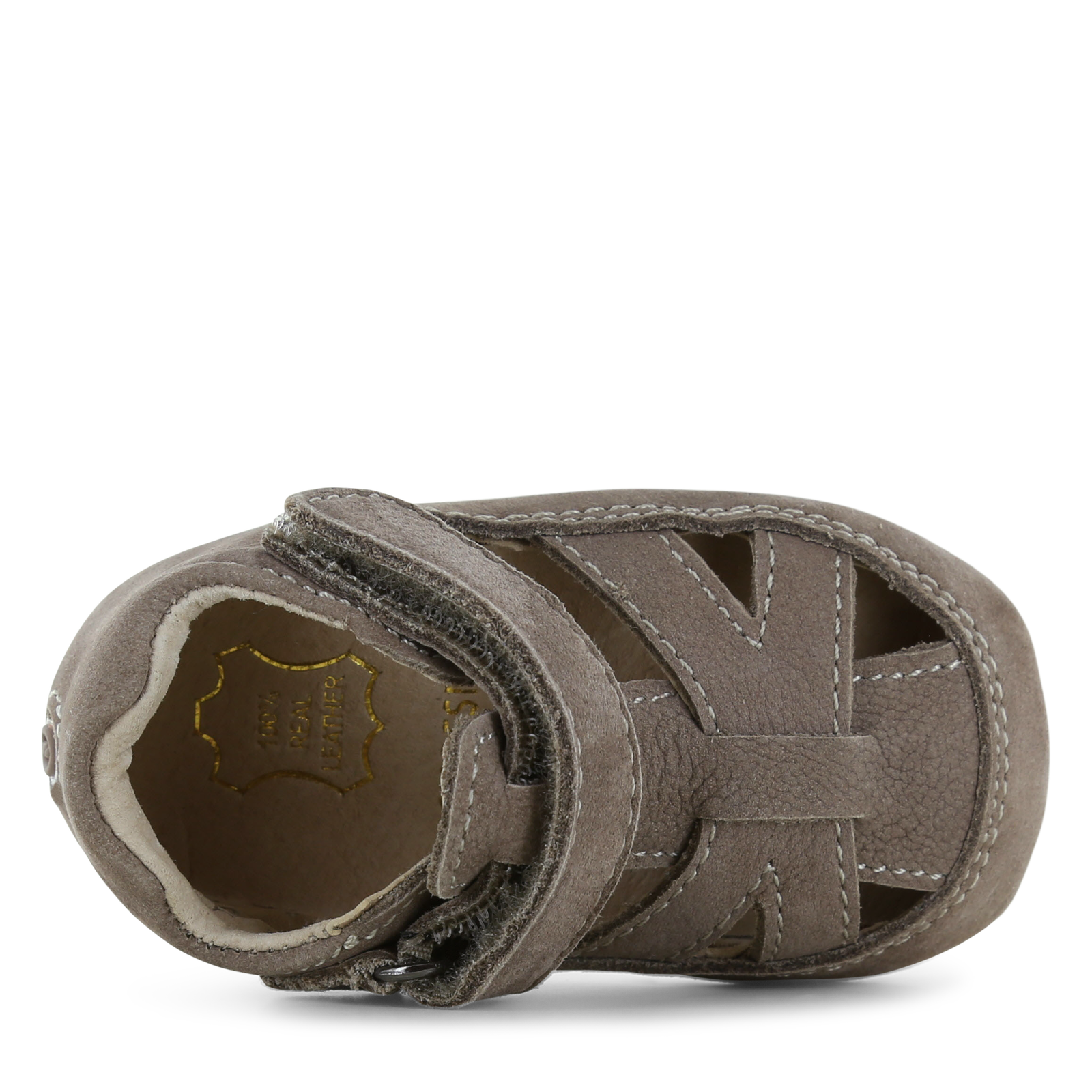 Shoesme taupe BABY-PROOF® open schoentje Microleer | Uni schoenen