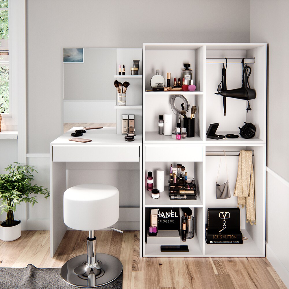 Vicco Schminktisch Frisiertisch Schminkkommode Isabelle + Hocker Beistellschrank