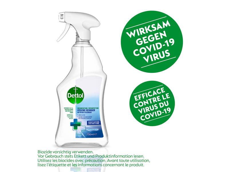 Dettol Desinfektion Hygiene-Reiniger 750 ml Reinigungsspray gegen Salmonellen, Viren und Pilze