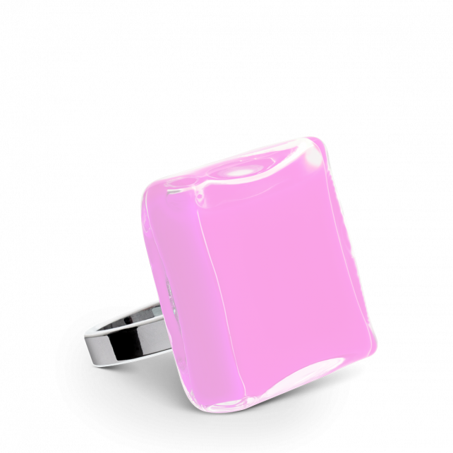 Bague en verre soufflé - Carré Medium Milk