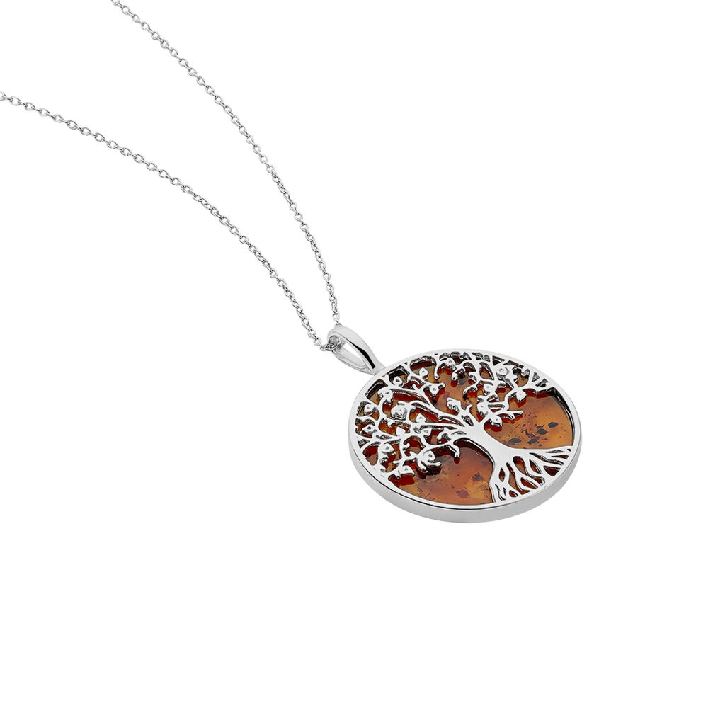 Collier Argent Blanc Aleana Ambre